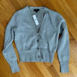 Silver semi-sparkly J. Crew cropped gold sweater, size XS, NWT